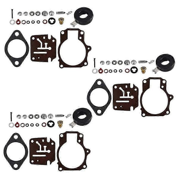 3 x forgasser reparasjonssett og flottør passer til Evinrude 396701 65 70 75 Black