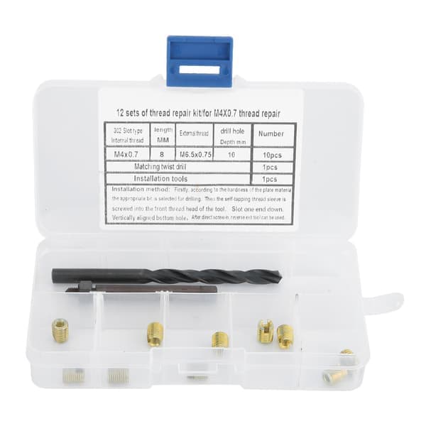 [13]12pcs M4x0.7 Thread Repair Kit Self-Tapping Thread Insert Thread Drill Bit Installation Tool