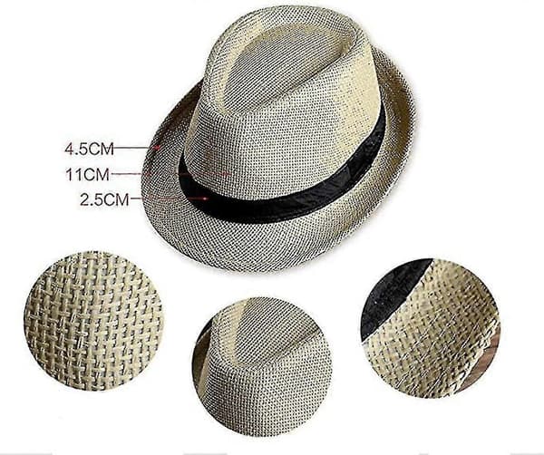 Fedorahatt for menn og kvinner Strandhatt Jazzhatt Solhatt White 54cm