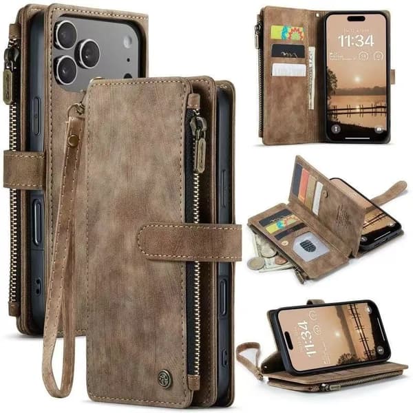 [13] For iPhone 14 CaseMe 008 Avtakbart Multifunksjonelt Skinnveske
