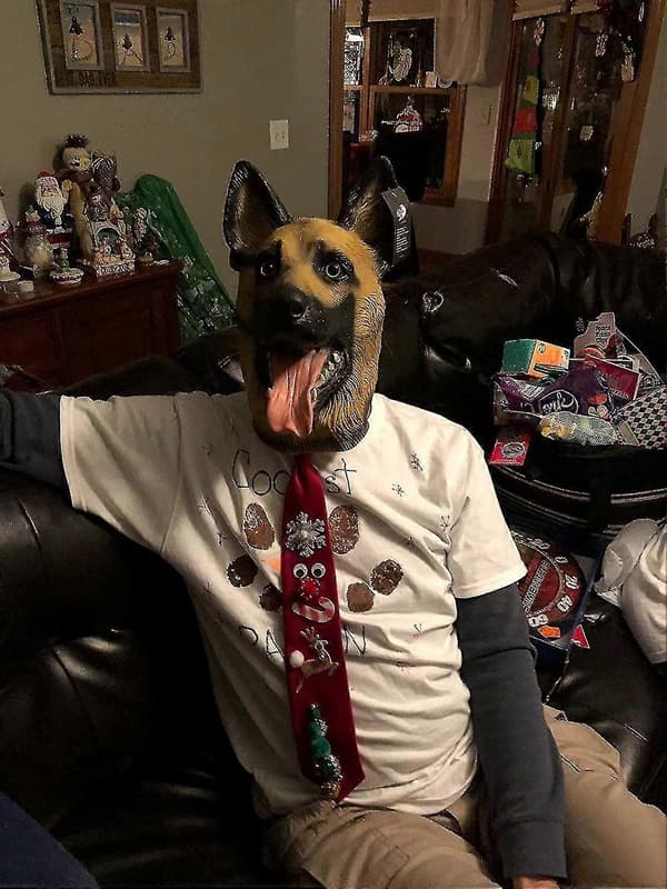 Hundehovedmaske Latex Schæferdragt til Halloweenfest