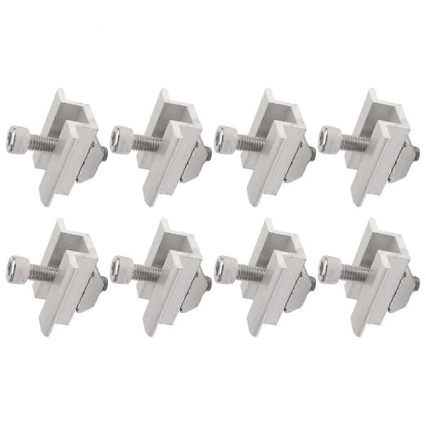 Säker PV-solpanelmontering: 8-pack solpanelmonteringsfästen, änd- och mittklämmor för 30 mm moduler Silver