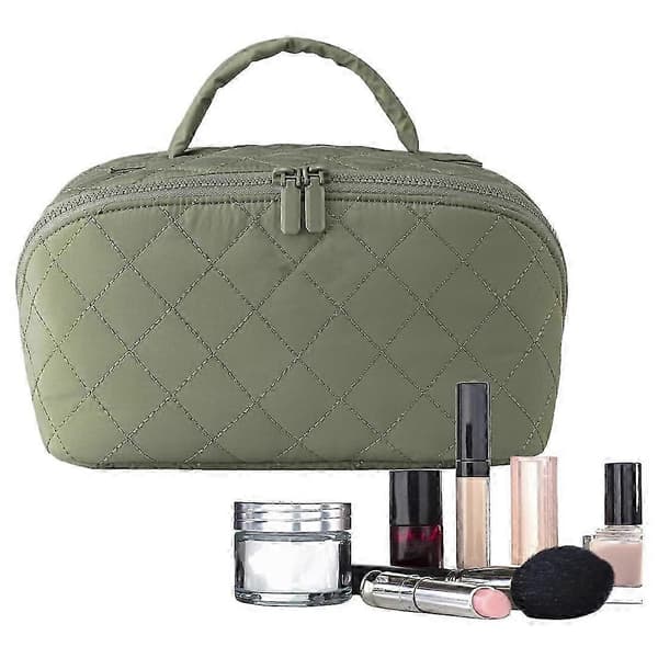 Compact Spacious Makeup Bag for Women, Portable Cosmetic Bag with Easy Carry Handle Green