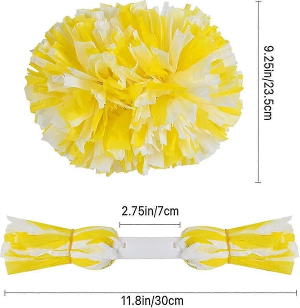 4 stk. Cheerleading Pomponer til Cheerleader Kostume Kvinder, 2 Par Cheer Pomponer Yellow White