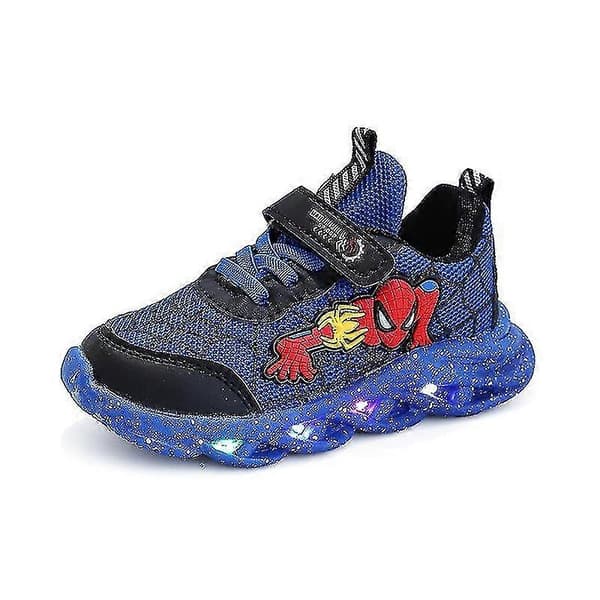 Spiderman Barnesko Nye Gutter Sneakers Med Lys Nye Barnesko Blue 23