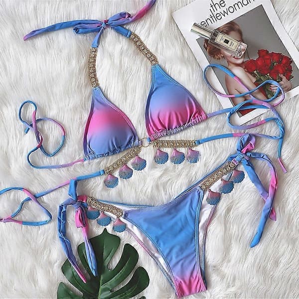 Naisten seksikkäät bikinit uima-asut Crystal Side Bottom kolmiobikinit riimubikinit uimapuku