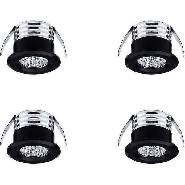 4 minisyvennettävän LED-kohdevalaisimen sarja, 3 W, lämmin valkoinen musta