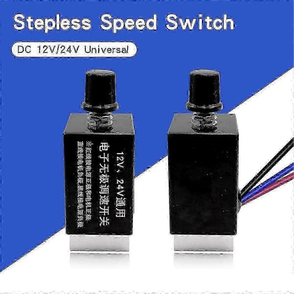 Hastighetsregulator for DC-motor 12V/24V, 2 stk trinnløs regulator med bryter