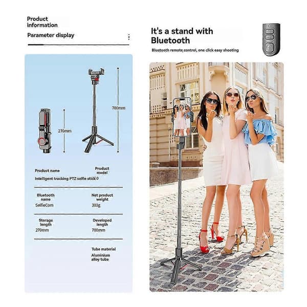 Auto Ai Ansiktsspårning Selfie Stick Stativ 360 Auto Rotation Följ