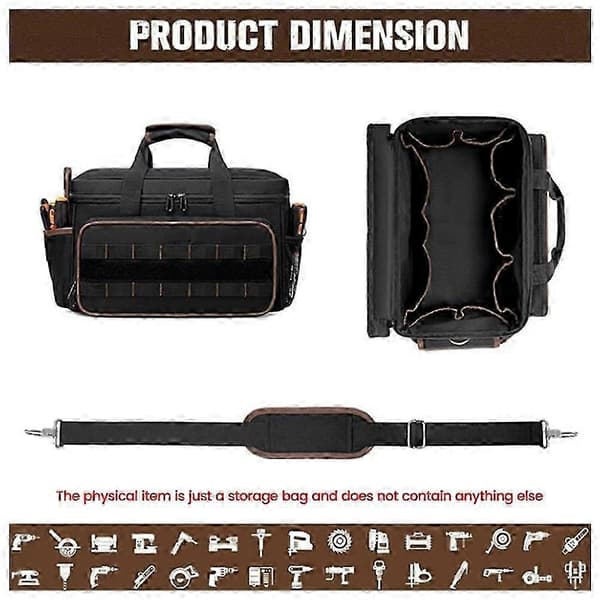 17\" Heavy Duty Wide Mouth Tool Bag, 20 Pockets, Portable Tool Kit with Shoulder Strap for Electricians