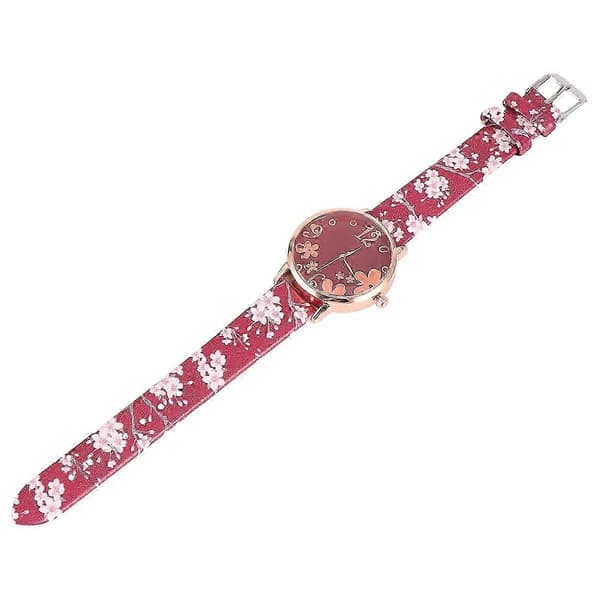 Liten klocka elegant plommonblommönster armbandsur dam nyårstidtagning 1-pack