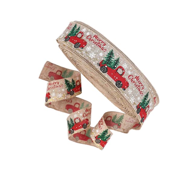 6x Julebånd med ståltrådskant, julemønstret gavebånd 2 Pcs