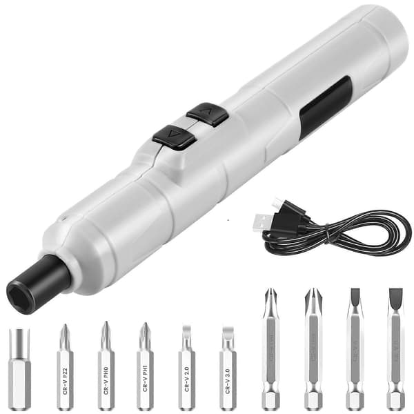 Electric Screwdriver 3.6V Small Cordless Screwdriver, USB Fast Charging Screwdriver Set, Pen-sized Mini Screwdriver White