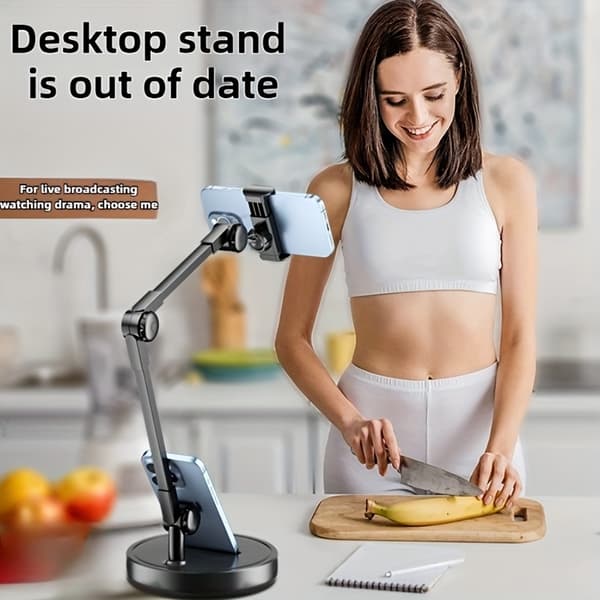 Durable Adjustable Iron Phone and Tablet Holder | Multi-Angle Desk Stand for Video Recording | Multifunctional Mobile Holder