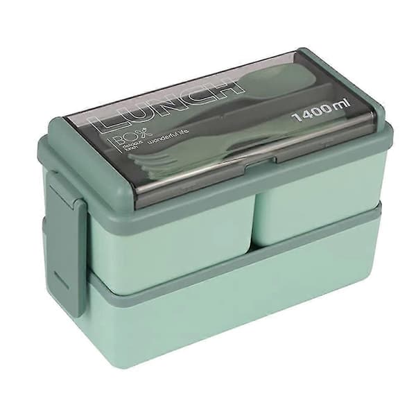 Bento Box Kit, 47.35oz Bento Box Voksen Matboks, 3 Rom Bento Matboks, Måltidsforberedende Beholder