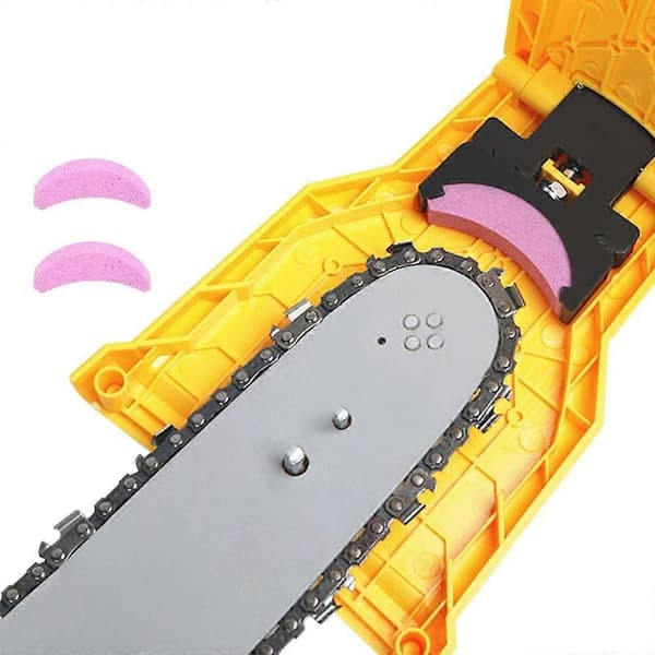 [13] Chainsaw Sharpener with 3 Sharpening Stones, Chainsaw Sharpener for 14-20 Inch Swords and 2-Hole Chainsaw Swords (Yellow)