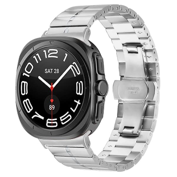 Erstatningsrem for Samsung Galaxy Watch8 44mm 40mm Watch8 Classic 46mm Rustfritt Stål 1-perle Sil