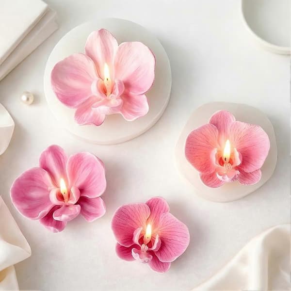 2 stk. Phalaenopsis Orkidé Blomst Silikone Lysform, 3D Blomster Epoxyharpiksforme til Fondant Chokolade Slik Kage White