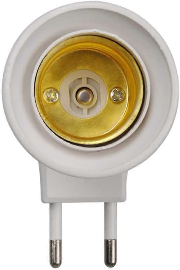 LED Lampe E27 Hanstik Type EU Stik Adapter Konverter til Pæreholder med On/Off Knap (Hvid*2)