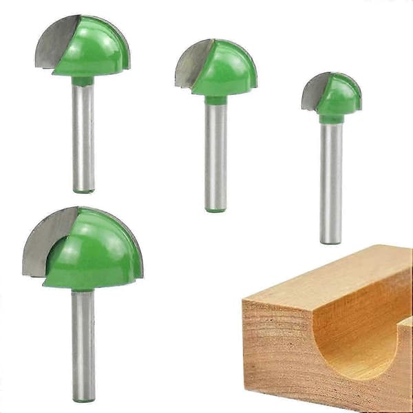 4 stk. 6 mm skaft Core Box Fræsejern til træbearbejdning - 16mm/22mm/25mm/32mm Rund Notfræser
