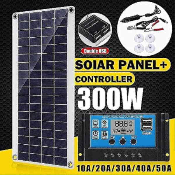 300w 12v Solpanel Kit Batteriladdare 300 Watt 12 Volt Off Grid System Med 10a-60a Kontroller