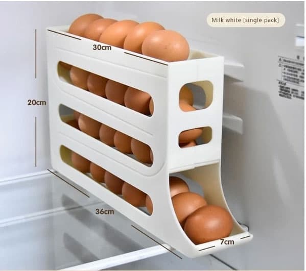 [13R] 4-lags eggbeholder for kjøleskap, eggdispenser, eggholder, eggoppbevaring for 30 egg 150