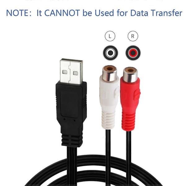 1,5M USB til RCA-kabel, 5FT USB 2.0 han til 2 RCA hun Phono AV til TV, PC, Aux videokabel