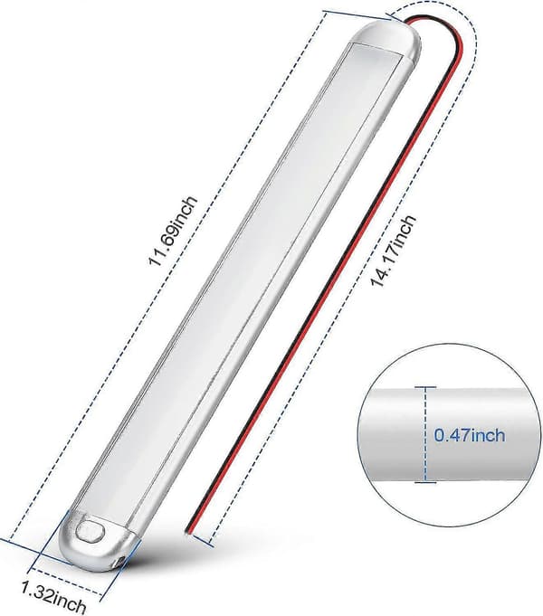 12V LED-lamper Campingvogn 12V LED-stripe Lys Bobil Van Belysning Interiør LED 12V Med Bryter På/Av 2stk [db]