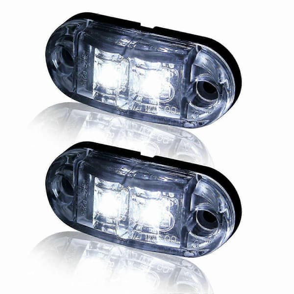 10X Hvit LED 2,5 tommer 2 Diode Lys Oval Klarering Bil Lastebil Tilhenger Bobil Sidemarkeringslampe Black