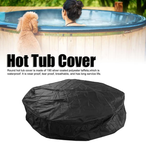 Dammskydd för utemöbler Runt badkarsskydd 190 Silver Polyester Taft Jacuzzi Vattentätt Skydd