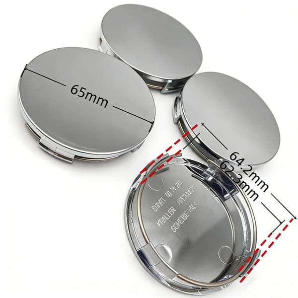 4-Pack Center Caps – Wheel Hub Emblem Silver 65mm Silver 65mm Silver