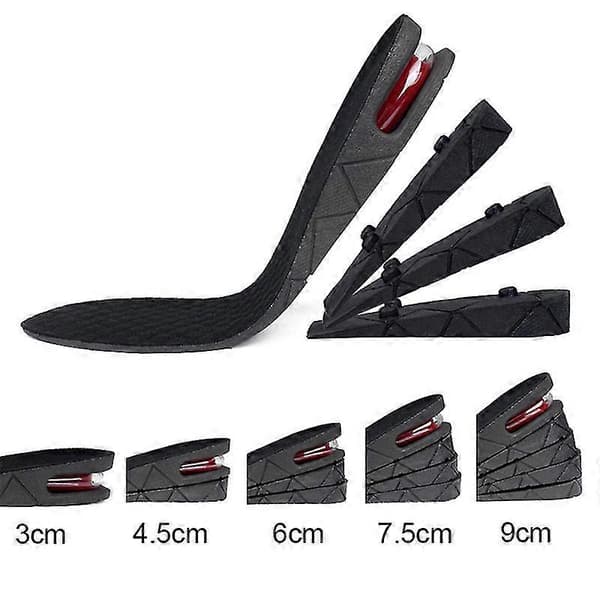 Unisex 3cm 5cm 7cm Eller 9cm Hælhøjde Forøgelse Skolift Indlægssåler (sort) 4 Layer(7.5cm)