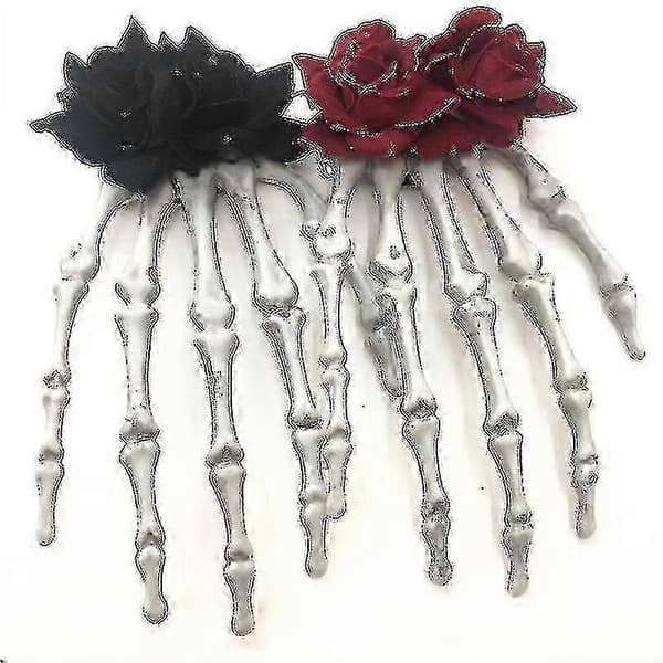 Hårklämma med skeletthand för Halloween - Läskig spökhandfestaccessoar