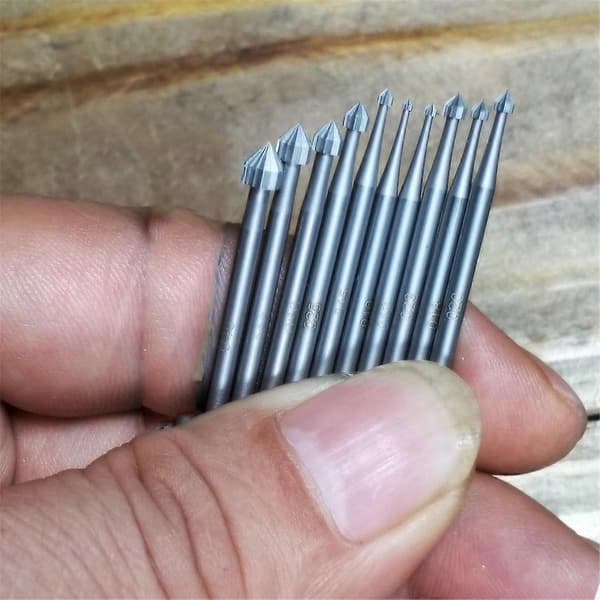 10 Pcs Jewelry Setting Burrs - 3/32 inch Shank Stone Setting Burrs Cylinder - Cone Shape Lapidary Making