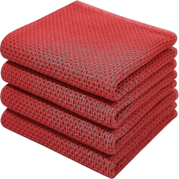 6-pack 100% Cotton Terry Kitchen Towels with Hook, Red Red 34*73cm