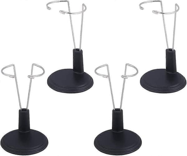 4 stk. Dukkeholder Actionfigurholder Bærbar Bamseholder til Minidukker, Sort (d-583-a) black