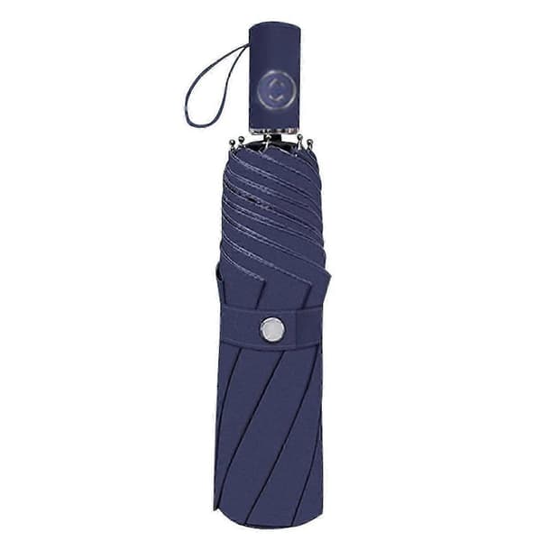 Kompakt Foldeparaply til Både Sol og Regn 8-ribbet 3-fold Automatisk Åbning/Lukning UPF50+ 97cm Efter Åbning Blue Fully Automatic