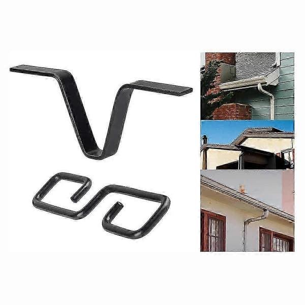 Rain Chain Gutter Adapter, Black V-Shaped with S-Hook, Rain Chain Hook for 1-Piece Kit black