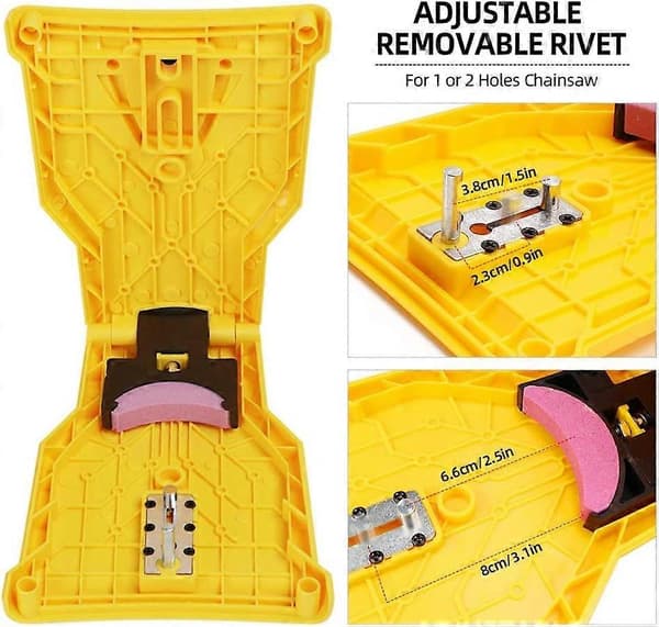 [13] Chainsaw Sharpener with 3 Sharpening Stones, Chainsaw Sharpener for 14-20 Inch Swords and 2-Hole Chainsaw Swords (Yellow)