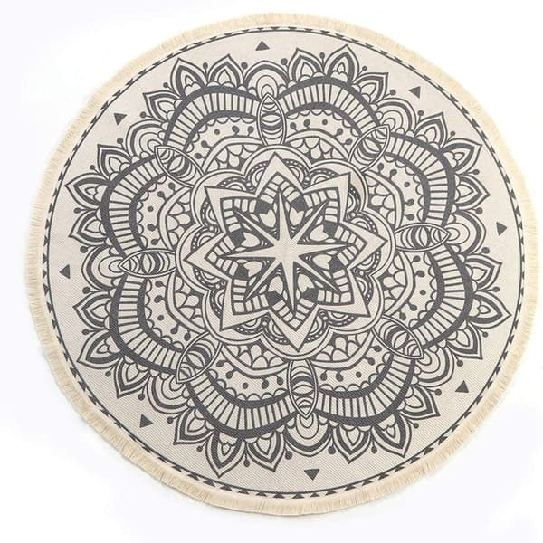 [13]Vintage rund tæppe 90cm bomuld rundt vaskbart mandala tæppe
