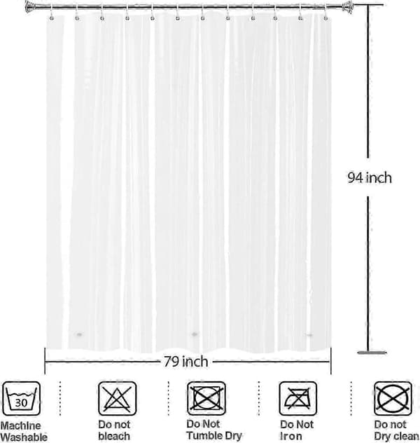 Extra lång extra bred duschdraperi 200x240cm, duschdraperi med magnetisk A-W szsh02