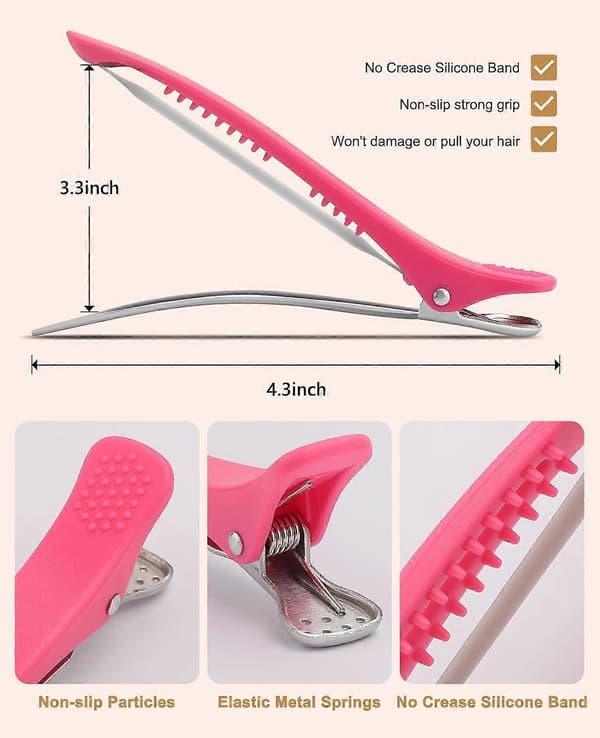 Hårspenner for styling, 12 stk. profesjonelle nebbklemmer