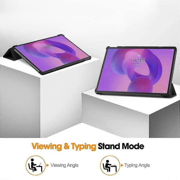 Til Lenovo Idea Tab Pro etui Anti-Drop læderstativ tabletcover - Grå Multicolor Black
