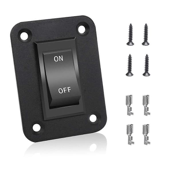 På-Av-bryter 12V 20A 4 pinner DPST vippebryterpanel RV lysbryter Black