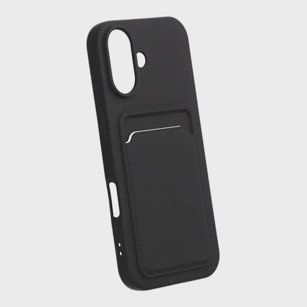 Silicone Mobile Case with Card Holder for iPhone 17 - Black