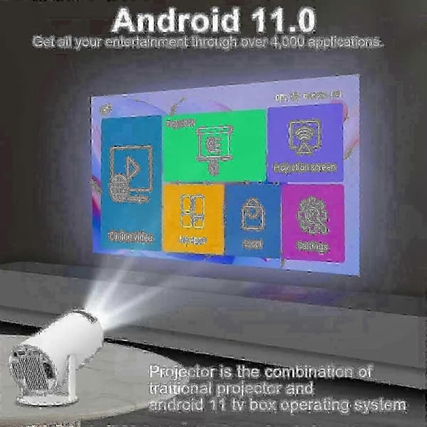 5G 4K-projektori Smart HD LED WiFi Bluetooth HDMI. USB Android Toimisto Kotiteatteri 25-26