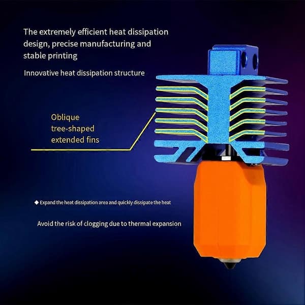 Til Bambu Lab P1P/P1S TZ5.0 end Kit Bimetal Hærdet Stål Dyse End 0.4mm med Blæser 3D Printer Del