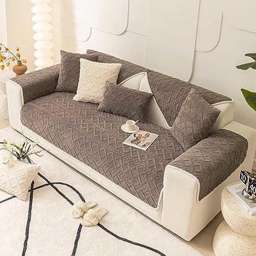 Sofatrekk L-formet Sofatrekk Hjørnesofa 3-seters Sofatrekk Ripebeskyttelse Katt Hund Sofatrekk Sittebeskyttelse Fløyel Sofatrekk Grå Gray 90*180cm