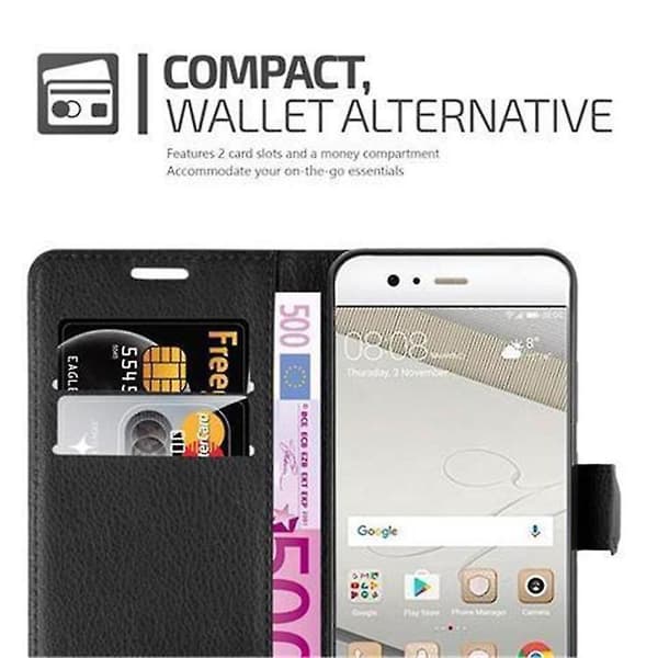 Huawei P10 mobiltelefonfodral - med kortfack och stativfunktion PHANTOM BLACK P10