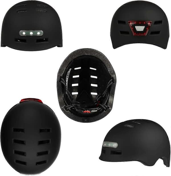 Cykelhjelm med LED-lys black L